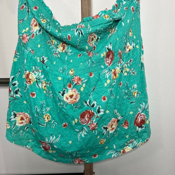 Torrid Strapless Smocked Bodice Babydoll Top Green Floral Size 4X NWT - Picture 2 of 8